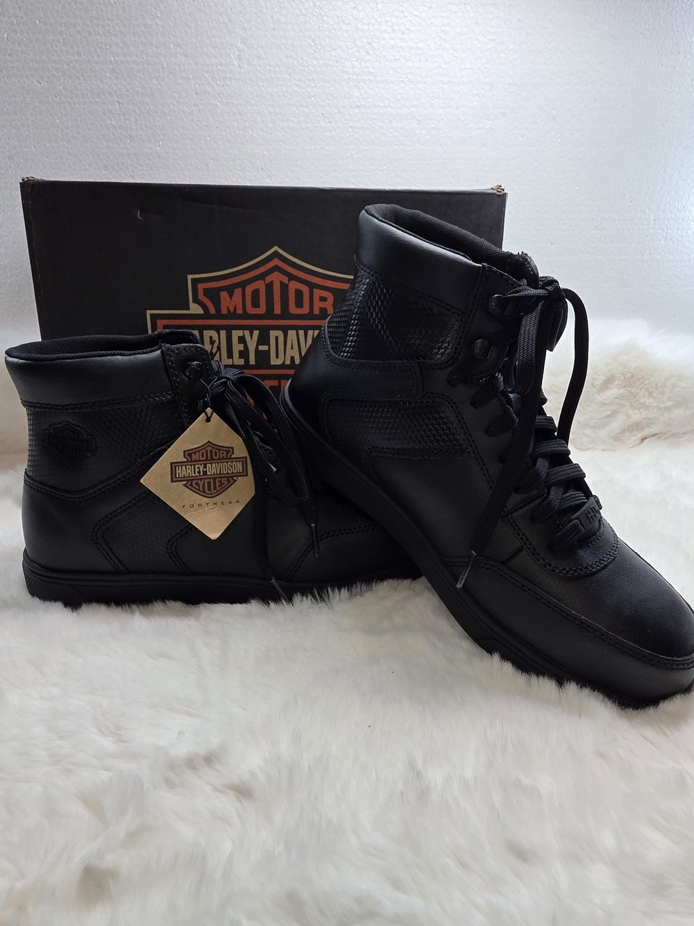 Harley‑Davidson Black Men's Leather Lace-Up Motorcycle Steel Toe Boots